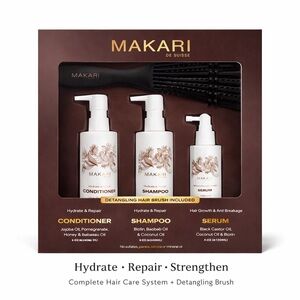 NIB Makari Hydrate & Repair Hair Set + Brush
